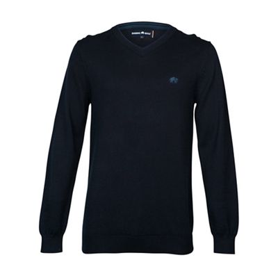 Raging Bull V-Neck Cotton/Cashmere Sweater Navy